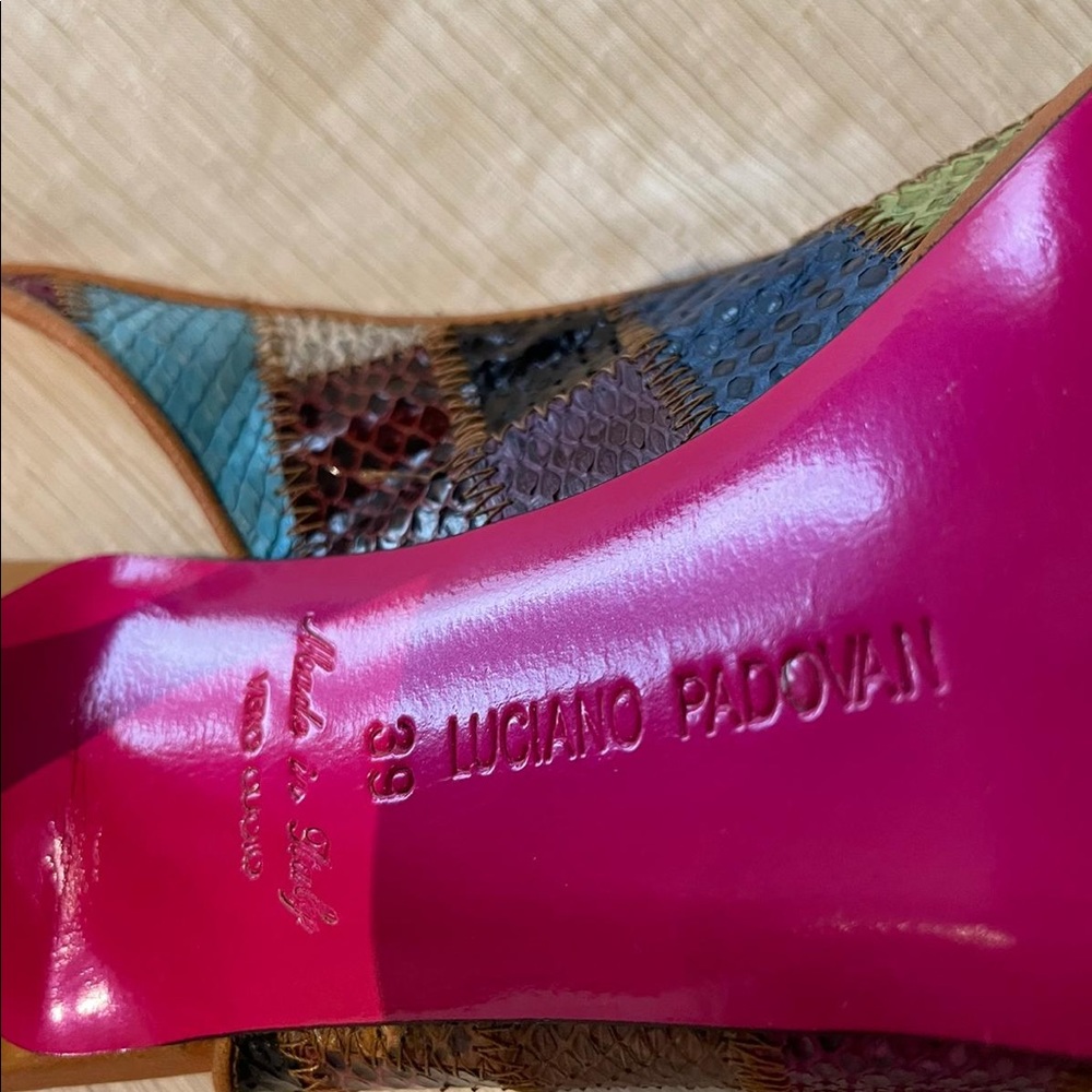 Luciano Padovan Multi Color Python Skin Open Toe - image 3